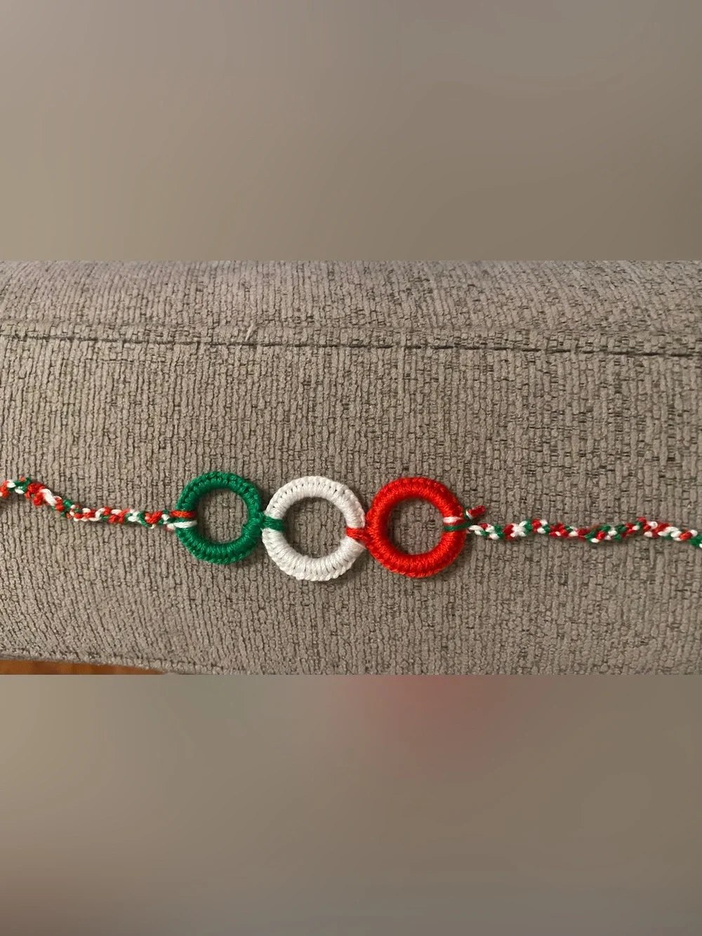 Mexican tricolor  Colorful Ring Bracelet - Green White Red